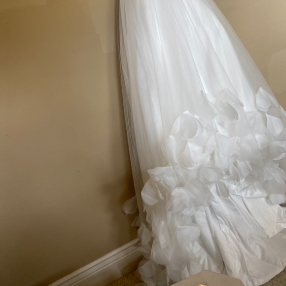 Handmade Wedding Dress Tulle Floral butterfly Appliqués, Feather Bust Long Train - Picture 17 of 17